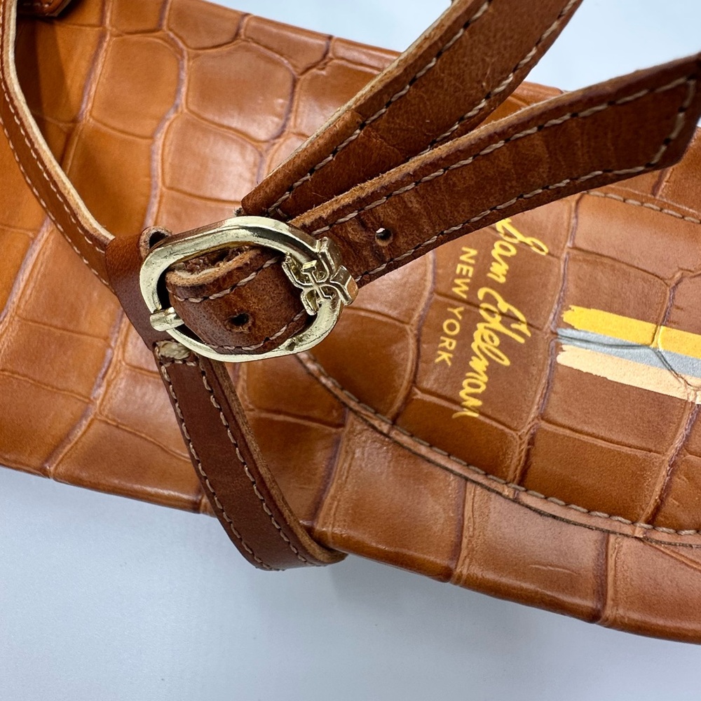 Sam Edelman Brown Croc-Embossed Sandals - Picture 4 of 5